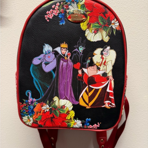 disney villains floral mini backpack Loungefly Vault Exclusive Stained Glass Glow Back  The Bag Dude the Evil Queen Disney Parks Villains Glow-in-the-Dark Loungefly